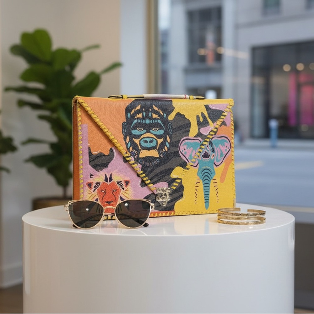 Vibrant Animal Print Envelope Clutch